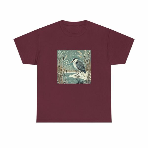 Storm the Grey Heron - Heavy Cotton Tee - Image 4