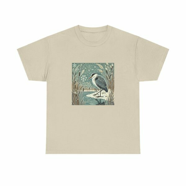 Storm the Grey Heron - Heavy Cotton Tee - Image 3