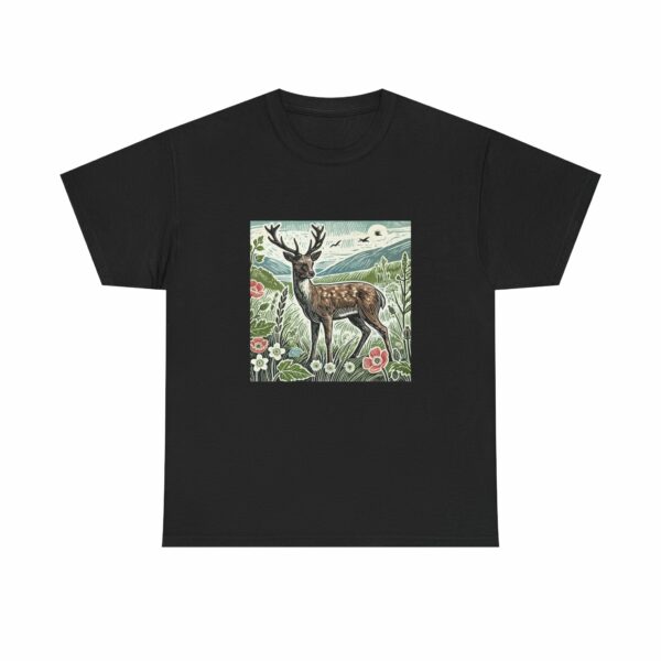 Majestic Deer Nature-Inspired Unisex Heavy Cotton Tee (Spring+Summer Series) Outdoor Apparel - Image 3