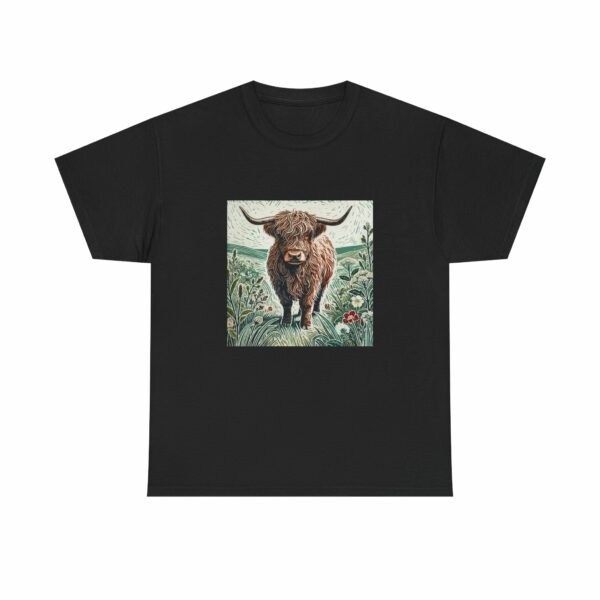 Highland Cow Heavy Cotton Tee Spring & Summer Series Nature-Inspired Vintage Graphic Shirt - Image 3