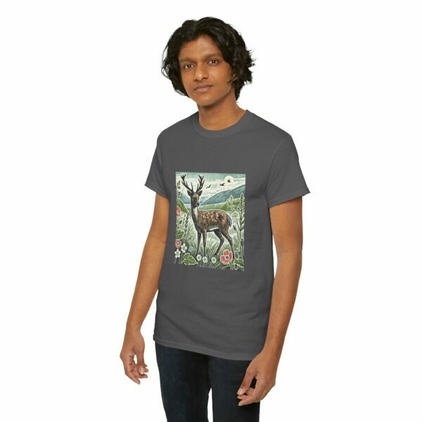 Majestic Deer Nature-Inspired Unisex Heavy Cotton Tee (Spring+Summer Series) Outdoor Apparel