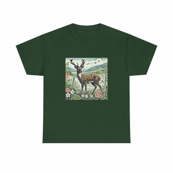 Majestic Deer Nature-Inspired Unisex Heavy Cotton Tee (Spring+Summer Series) Outdoor Apparel - Image 9