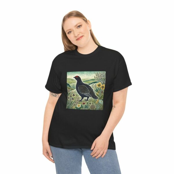 Black Grouse (Spring+Summer Series) Nature-Inspired Unisex Heavy Cotton Tee Outdoor Apparel