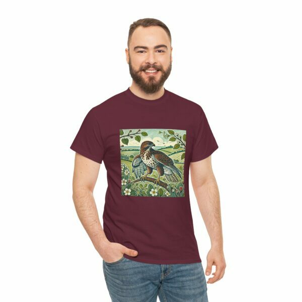 Buzzard Print Heavy Cotton Tee (Spring+Summer Series) Nature Lovers Gift, Casual Wear, Wildlife Fan Tee