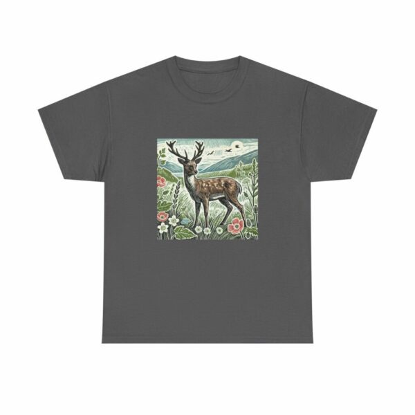 Majestic Deer Nature-Inspired Unisex Heavy Cotton Tee (Spring+Summer Series) Outdoor Apparel