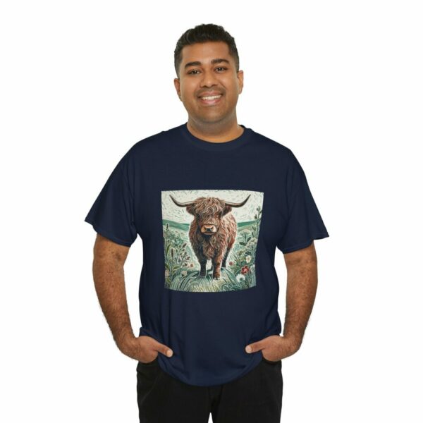 Highland Cow Heavy Cotton Tee Spring & Summer Series Nature-Inspired Vintage Graphic Shirt