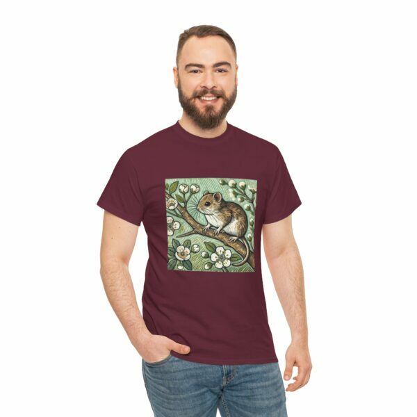 Adorable Dormouse Nature-Inspired Unisex Heavy Cotton Tee (Spring+Summer Series) Mouse T-Shirt