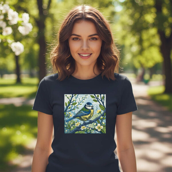 Willow the Blue Tit Bird Design (Spring+Summer Series) Nature-Inspired Heavy Cotton Tee Outdoor Apparel
