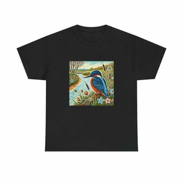 Flare the Kingfisher Nature-Inspired Unisex Heavy Cotton Tee, Bird Graphic Shirt, Casual Wear, Nature Lover Gift, Outdoor Adventure Tee, Eco-Friendly Apparel