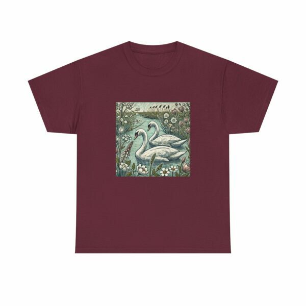 Seren the Swans Nature-Inspired Unisex Heavy Cotton Tee, Graphic Tee, Autumn Fashion, Gift for Wildlife Lover, Eco-Friendly Apparel - Image 9