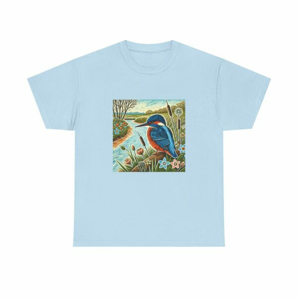 Flare the Kingfisher Nature-Inspired Unisex Heavy Cotton Tee, Bird Graphic Shirt, Casual Wear, Nature Lover Gift, Outdoor Adventure Tee, Eco-Friendly Apparel - Image 9