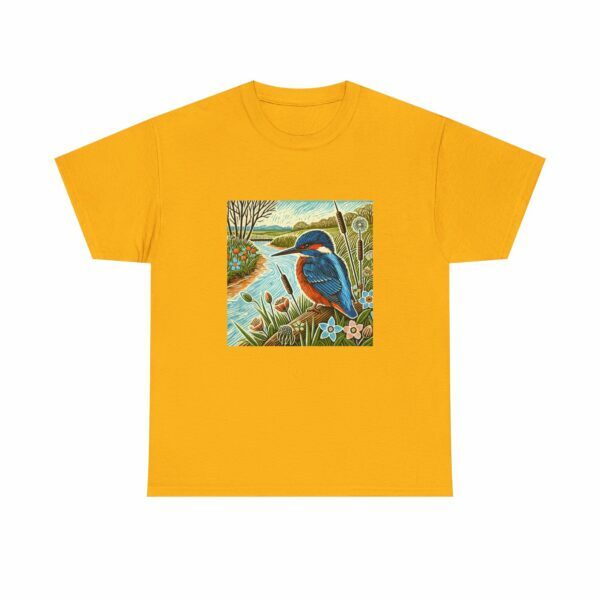 Flare the Kingfisher Nature-Inspired Unisex Heavy Cotton Tee, Bird Graphic Shirt, Casual Wear, Nature Lover Gift, Outdoor Adventure Tee, Eco-Friendly Apparel - Image 4