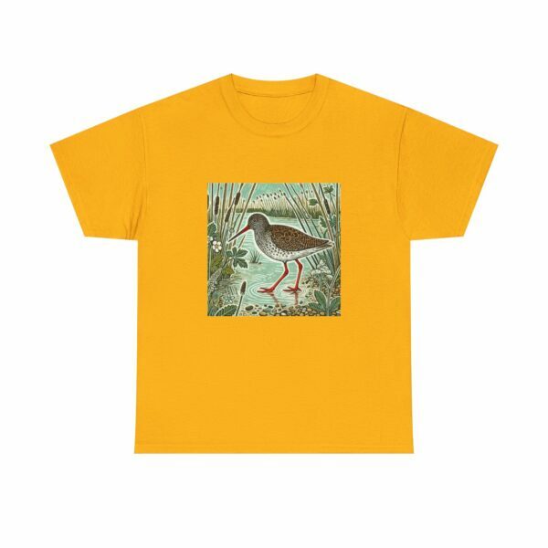 Rusty the Red Shank Nature-Inspired Unisex Heavy Cotton Tee, Earthy Aesthetic Shirt, Wild Bird Print Tee, Casual Wear, Gift Nature Lovers - Image 3