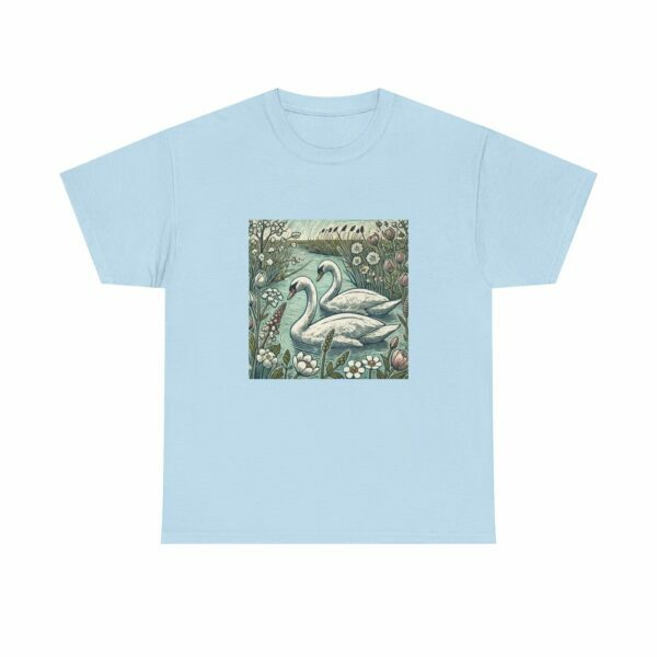Seren the Swans Nature-Inspired Unisex Heavy Cotton Tee, Graphic Tee, Autumn Fashion, Gift for Wildlife Lover, Eco-Friendly Apparel - Image 3