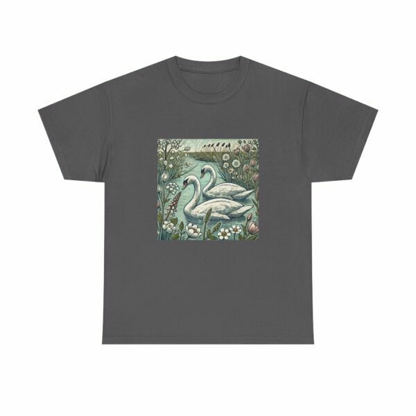 Seren the Swans Nature-Inspired Unisex Heavy Cotton Tee, Graphic Tee, Autumn Fashion, Gift for Wildlife Lover, Eco-Friendly Apparel - Image 4