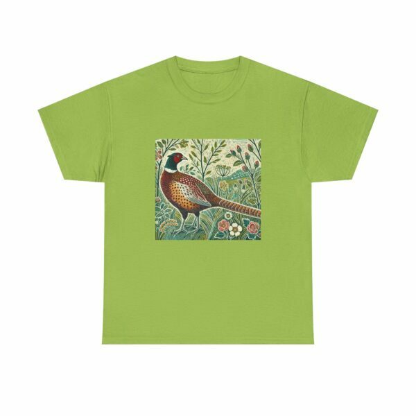 Percy the Pheasant Nature-Inspired Bird Tee, Unisex Heavy Cotton Tee with Floral Design, Gift for Nature Lovers, Eco-Friendly Apparel, Casual Wear - Image 3