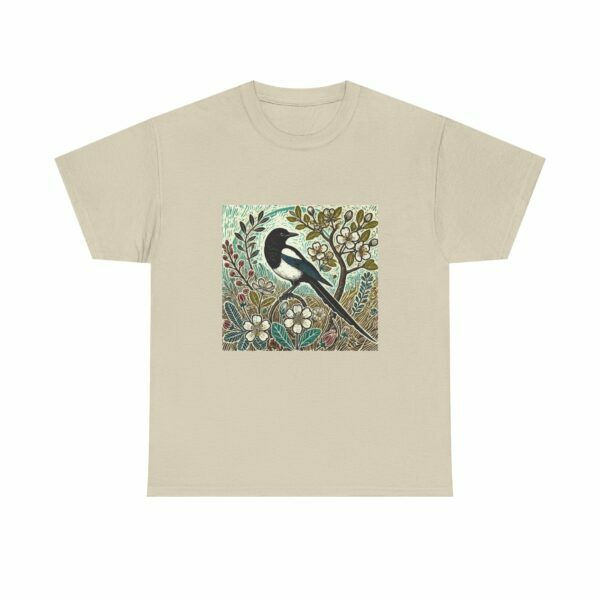 Jet the Magpie Bird-Inspired Unisex Heavy Cotton Tee, Nature Lover Tee, Gift for Bird Enthusiasts, Eco-Friendly Apparel, Cute Casual Wear - Image 3