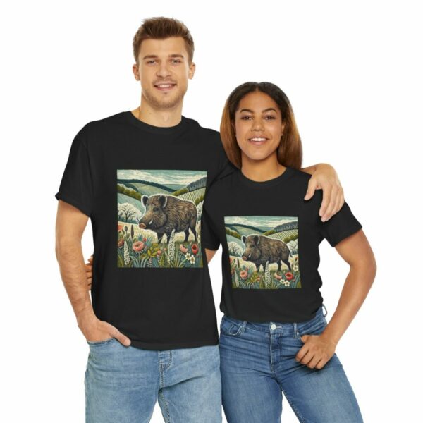 Thistle the Wild Boar Nature-Inspired Unisex Cotton Tee, Boho Animal Shirt, Vintage Style Tee, Gift for Nature Lovers, Eco-Friendly Apparel