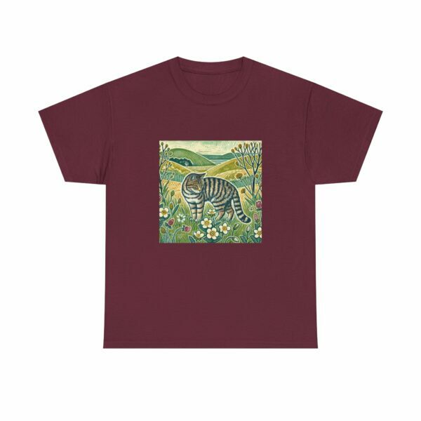 Bramble the Scottish Wildcat Unisex Heavy Cotton Tee, Cozy Animal T-Shirt, Nature Lover's Gift, Casual Wear, Pet Lover Apparel - Image 6