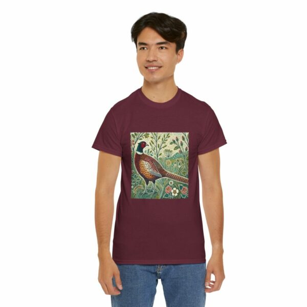 Percy the Pheasant Nature-Inspired Bird Tee, Unisex Heavy Cotton Tee with Floral Design, Gift for Nature Lovers, Eco-Friendly Apparel, Casual Wear