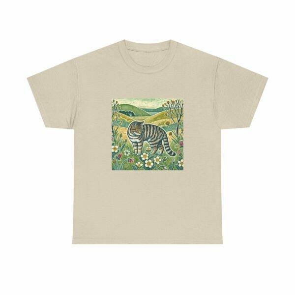 Bramble the Scottish Wildcat Unisex Heavy Cotton Tee, Cozy Animal T-Shirt, Nature Lover's Gift, Casual Wear, Pet Lover Apparel - Image 3