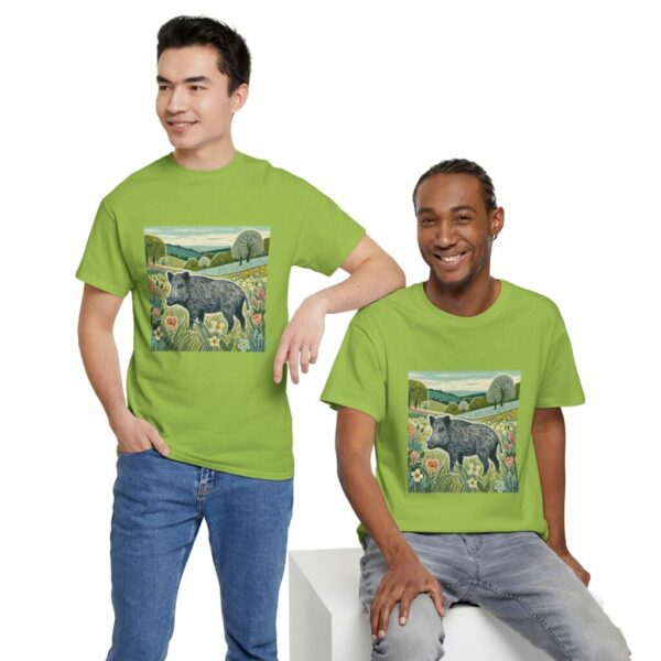 Thistle the Wild Boar Nature-Inspired Unisex Heavy Cotton Tee, Comfortable Graphic Tee, Eco-Friendly Fashion, Gift for Nature Lovers, Casual Wear