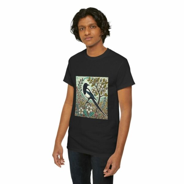 Jet the Magpie Bird-Inspired Unisex Heavy Cotton Tee, Nature Lover Tee, Gift for Bird Enthusiasts, Eco-Friendly Apparel, Cute Casual Wear