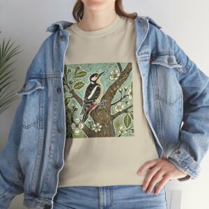 Alder the Woodpecker Bird Graphic Tee, Nature Lover Shirt, Unisex Casual T-Shirt, Gift for Bird Enthusiasts, Eco-Friendly Apparel