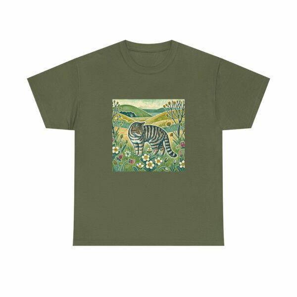 Bramble the Scottish Wildcat Unisex Heavy Cotton Tee, Cozy Animal T-Shirt, Nature Lover's Gift, Casual Wear, Pet Lover Apparel - Image 7