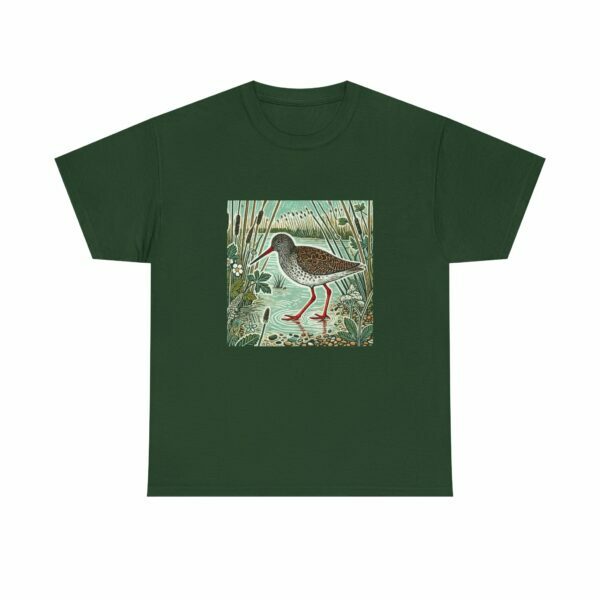 Rusty the Red Shank Nature-Inspired Unisex Heavy Cotton Tee, Earthy Aesthetic Shirt, Wild Bird Print Tee, Casual Wear, Gift Nature Lovers - Image 7