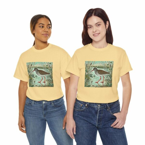 Rusty the Red Shank Nature-Inspired Unisex Heavy Cotton Tee, Earthy Aesthetic Shirt, Wild Bird Print Tee, Casual Wear, Gift Nature Lovers