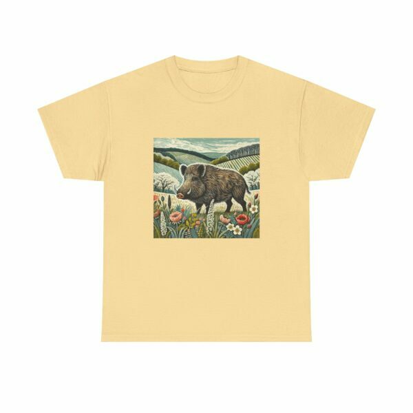 Thistle the Wild Boar Nature-Inspired Unisex Cotton Tee, Boho Animal Shirt, Vintage Style Tee, Gift for Nature Lovers, Eco-Friendly Apparel - Image 4