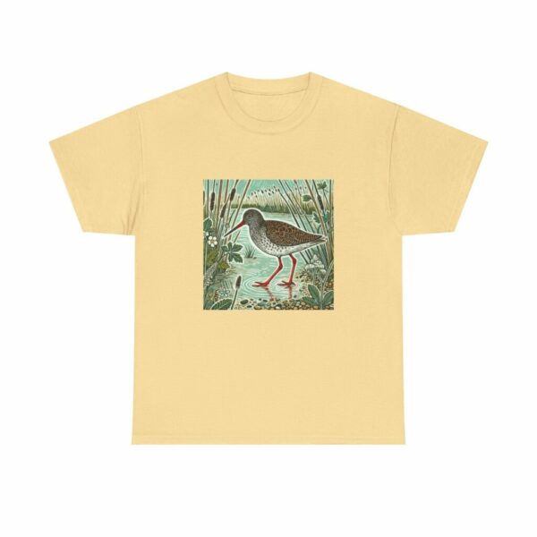 Rusty the Red Shank Nature-Inspired Unisex Heavy Cotton Tee, Earthy Aesthetic Shirt, Wild Bird Print Tee, Casual Wear, Gift Nature Lovers