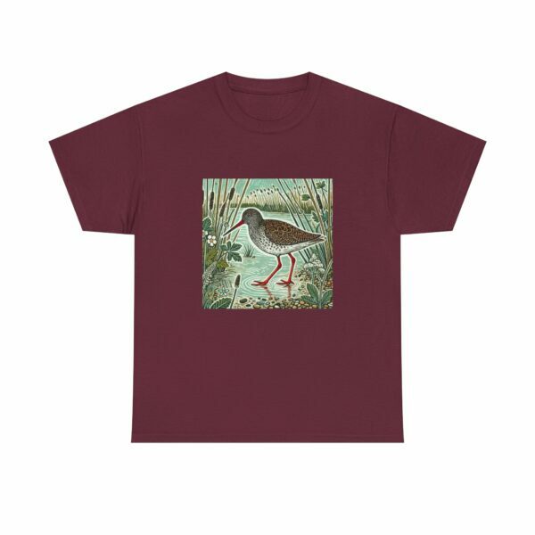 Rusty the Red Shank Nature-Inspired Unisex Heavy Cotton Tee, Earthy Aesthetic Shirt, Wild Bird Print Tee, Casual Wear, Gift Nature Lovers - Image 4