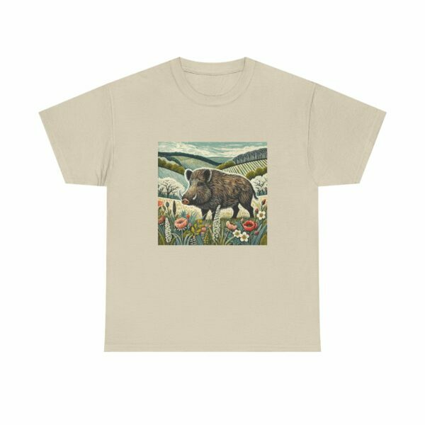 Thistle the Wild Boar Nature-Inspired Unisex Cotton Tee, Boho Animal Shirt, Vintage Style Tee, Gift for Nature Lovers, Eco-Friendly Apparel - Image 3