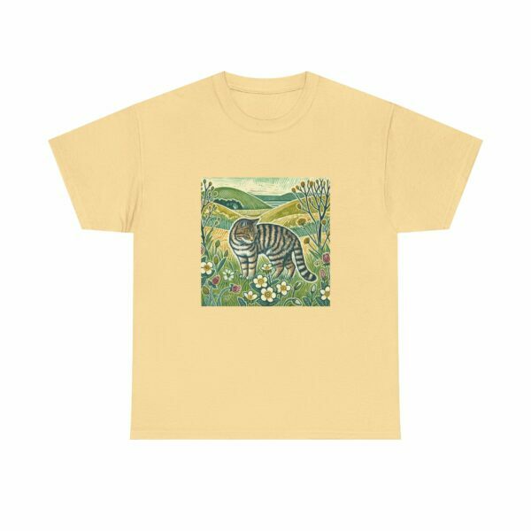 Bramble the Scottish Wildcat Unisex Heavy Cotton Tee, Cozy Animal T-Shirt, Nature Lover's Gift, Casual Wear, Pet Lover Apparel - Image 4