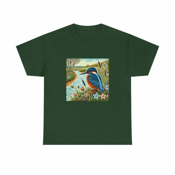 Flare the Kingfisher Nature-Inspired Unisex Heavy Cotton Tee, Bird Graphic Shirt, Casual Wear, Nature Lover Gift, Outdoor Adventure Tee, Eco-Friendly Apparel - Image 8