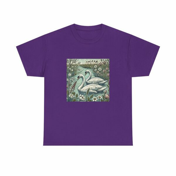 Seren the Swans Nature-Inspired Unisex Heavy Cotton Tee, Graphic Tee, Autumn Fashion, Gift for Wildlife Lover, Eco-Friendly Apparel - Image 7