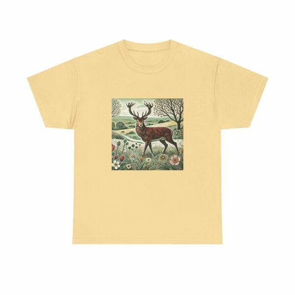 Flame the Red Deer Nature-Inspired Unisex Heavy Cotton Tee | Deer Graphic Tee for Outdoor Lovers, Wildlife Appreciation, Gift for Nature Enthusiasts - Image 4