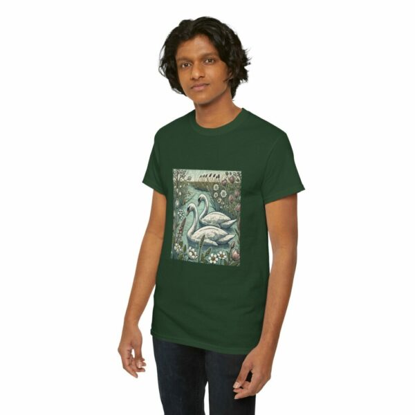 Seren the Swans Nature-Inspired Unisex Heavy Cotton Tee, Graphic Tee, Autumn Fashion, Gift for Wildlife Lover, Eco-Friendly Apparel