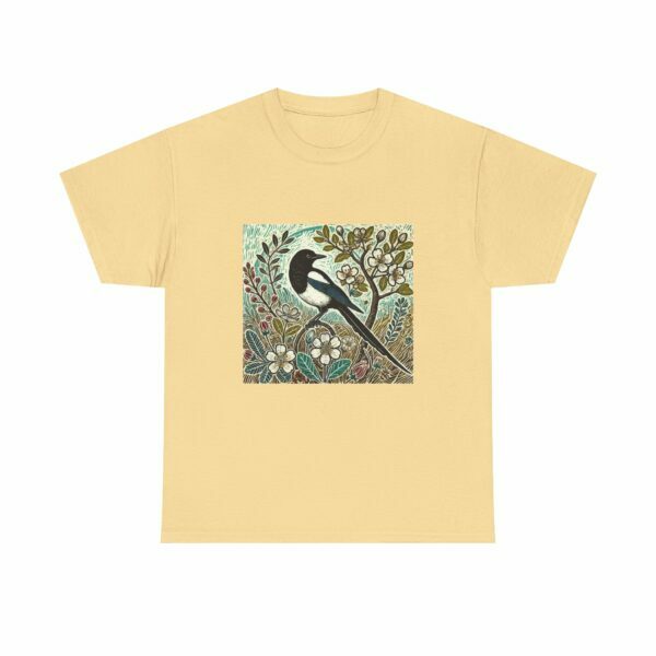 Jet the Magpie Bird-Inspired Unisex Heavy Cotton Tee, Nature Lover Tee, Gift for Bird Enthusiasts, Eco-Friendly Apparel, Cute Casual Wear - Image 4