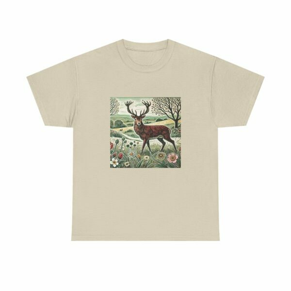 Flame the Red Deer Nature-Inspired Unisex Heavy Cotton Tee | Deer Graphic Tee for Outdoor Lovers, Wildlife Appreciation, Gift for Nature Enthusiasts - Image 3