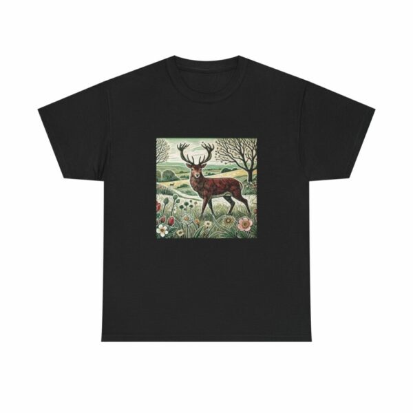 Flame the Red Deer Nature-Inspired Unisex Heavy Cotton Tee | Deer Graphic Tee for Outdoor Lovers, Wildlife Appreciation, Gift for Nature Enthusiasts