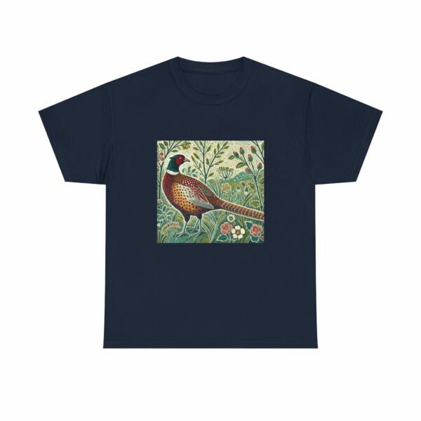 Percy the Pheasant Nature-Inspired Bird Tee, Unisex Heavy Cotton Tee with Floral Design, Gift for Nature Lovers, Eco-Friendly Apparel, Casual Wear - Image 8