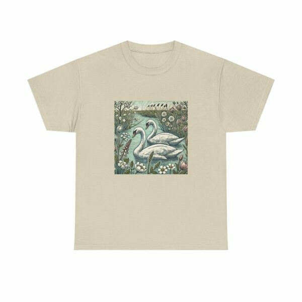 Seren the Swans Nature-Inspired Unisex Heavy Cotton Tee, Graphic Tee, Autumn Fashion, Gift for Wildlife Lover, Eco-Friendly Apparel - Image 10