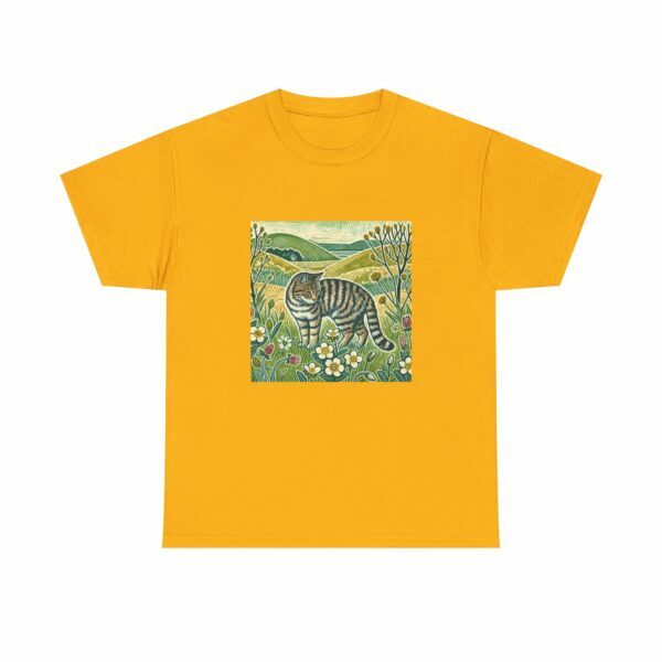 Bramble the Scottish Wildcat Unisex Heavy Cotton Tee, Cozy Animal T-Shirt, Nature Lover's Gift, Casual Wear, Pet Lover Apparel - Image 5