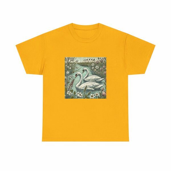 Seren the Swans Nature-Inspired Unisex Heavy Cotton Tee, Graphic Tee, Autumn Fashion, Gift for Wildlife Lover, Eco-Friendly Apparel - Image 13