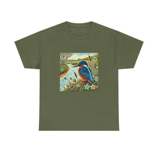 Flare the Kingfisher Nature-Inspired Unisex Heavy Cotton Tee, Bird Graphic Shirt, Casual Wear, Nature Lover Gift, Outdoor Adventure Tee, Eco-Friendly Apparel - Image 6