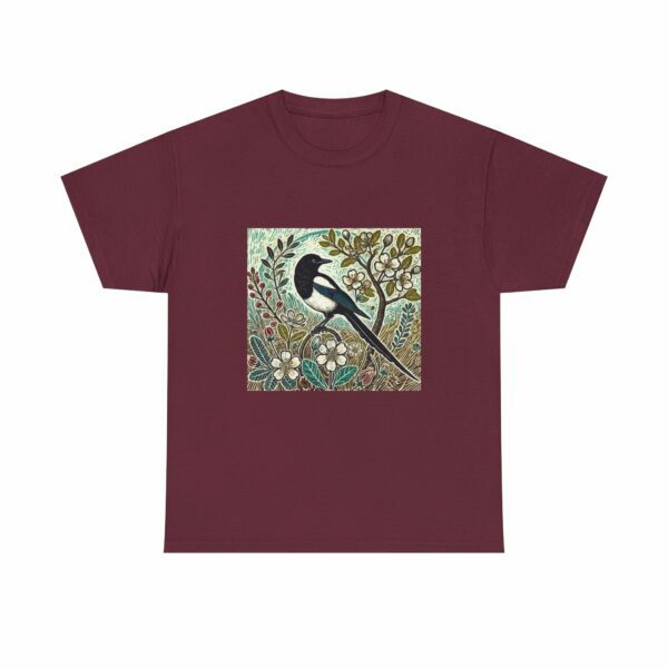 Jet the Magpie Bird-Inspired Unisex Heavy Cotton Tee, Nature Lover Tee, Gift for Bird Enthusiasts, Eco-Friendly Apparel, Cute Casual Wear - Image 6