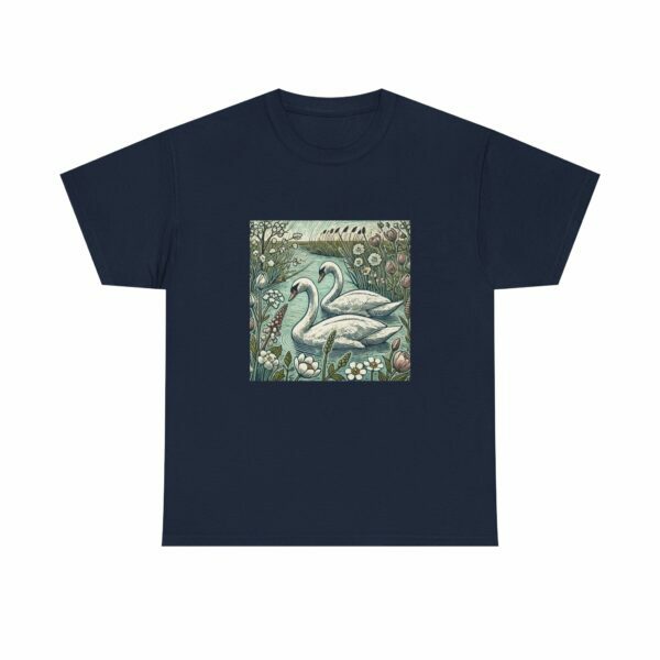 Seren the Swans Nature-Inspired Unisex Heavy Cotton Tee, Graphic Tee, Autumn Fashion, Gift for Wildlife Lover, Eco-Friendly Apparel - Image 6